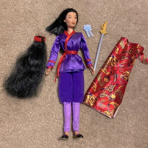 Vintage 90s Barbie Mattel Disney Secret Hero Mulan Doll Toy